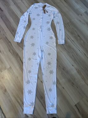 SKIMS White Snowflake Onesie with Silver Accents